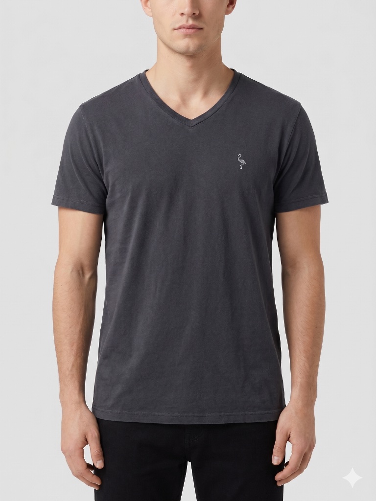 Tailorbyrd Sport Mens V-Neck T-Shirt Black Pima Soft Touch Size M